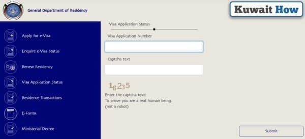 Inquiry about a visit visa application to Kuwait