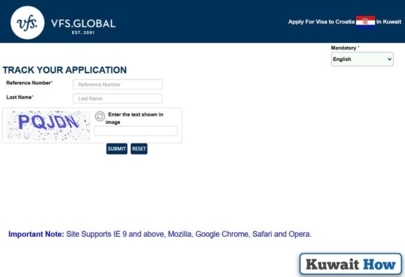 How to inquire about a Croatia visa application from Kuwait