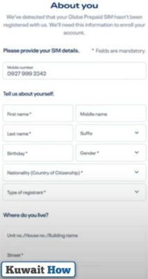 Steps for register Globe SIM Card via app