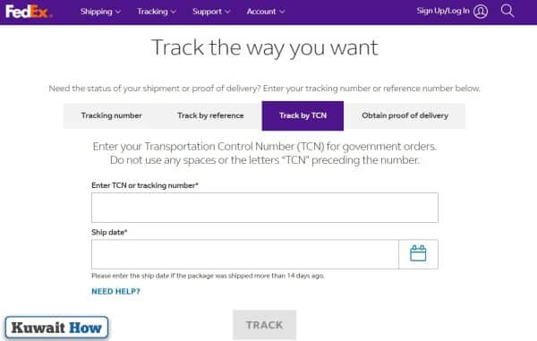 How to track Fedex Kuwait online by TCN