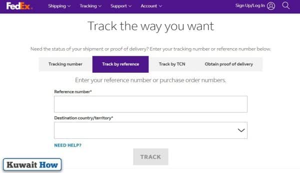 How to track Fedex Kuwait online by reference